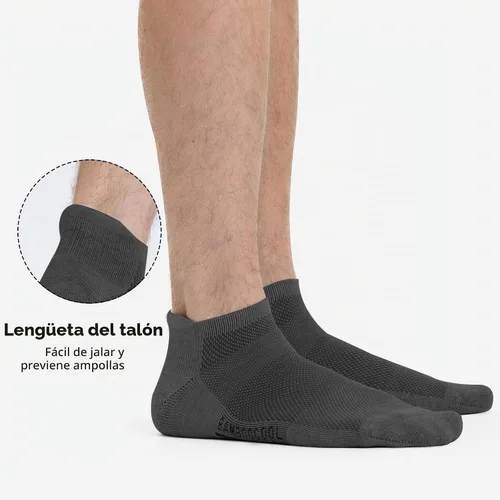 Vista 6 de BAMBOO COOL Calcetines tobilleros deportivos para hombre que absorben la 4*negro/4*gris oscuro