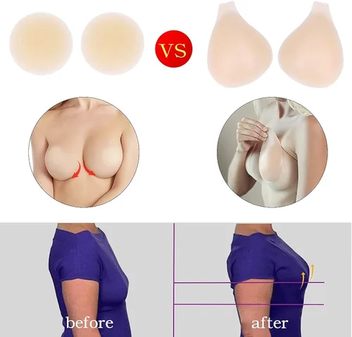 Vista 3 de Sujetador adhesivo sin espalda reutilizable y pegajoso para levantar invisible de silicona para levantar los senos sin espalda brasier invisible