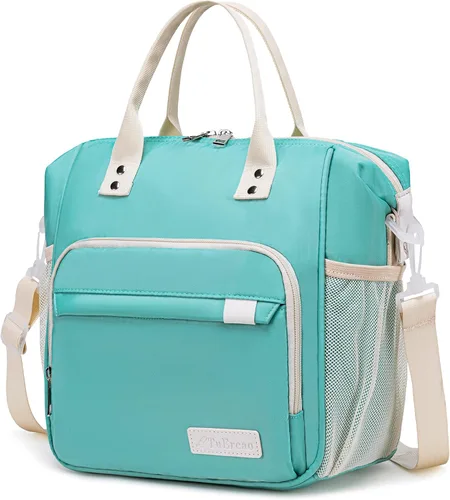 Vista 27 de TuErCao - Bolsa de almuerzo pequeña, ligera y aislada para mujer; para trabajo, portátil, suave enfriador para pícnic, viajes, viajes por carretera