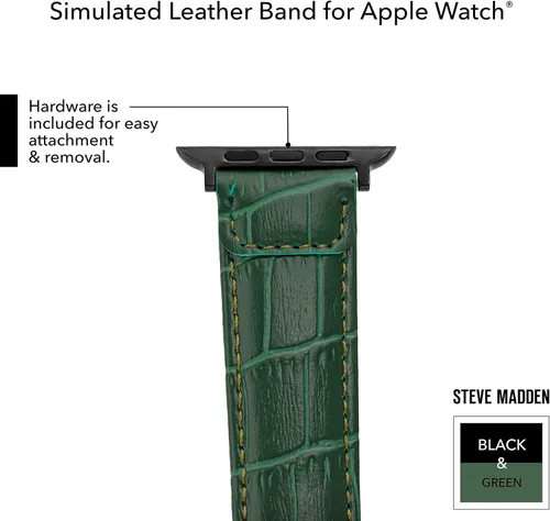 Vista 24 de Steve Madden Correa de moda de grano de cocodrilo para Apple Watch