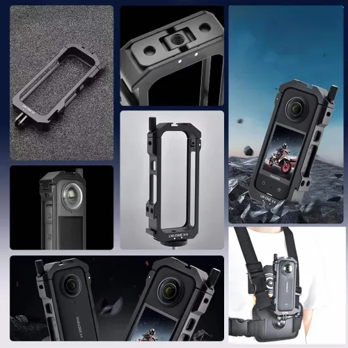 Vista 3 de Insta 360 X4 - Funda de aluminio con marco de aluminio, protector de pantalla para Insta360 X4 X 4, carcasa de metal antiarañazos, cubierta
