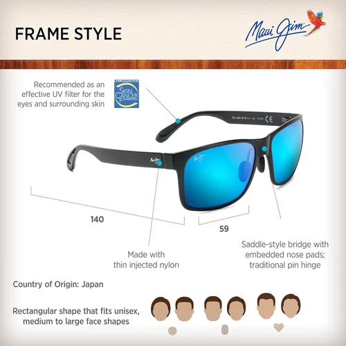 Vista 6 de Maui Jim Men's and Women's Red Sands Polarized Rectangular Reading Sunglasses
