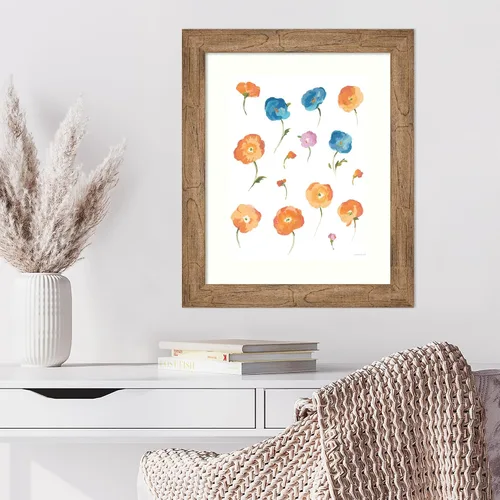 Vista 4 de Amanti Art Framed Wall Art Print 24x20 Retro Flowers II by Danhui Nai, Flowers Wall Art, Modern Contemporary Decor, Small Poster Painting Artwork