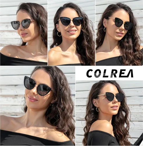 Vista 2 de Colrea Gafas de sol polarizadas de gran tamaño para mujer estilo retro vintage marco grande UV400 CL22003