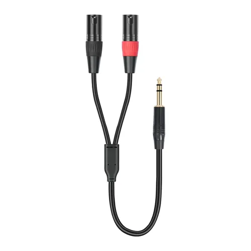 Vista 7 de 1/4 TRS a doble XLR macho Y-Splitter Cable de conexión estéreo de 1/4 pulgadas (0.250 in) a 2 XLR Cable de conexión de 3.3 pies