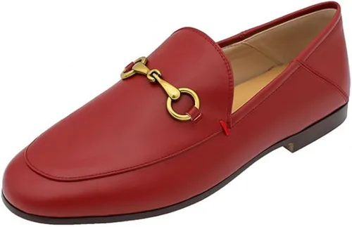 Vista 16 de Divanne Mocasines para mujer, mocasines planos con cadena dorada, mocasines de piel sin cordones Albaricoque