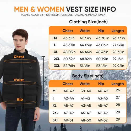 Vista 7 de Lecritque Chaleco térmico mejorado para hombres y mujeres con batería incluida, chaleco eléctrico ligero con calefacción para esquí, caza