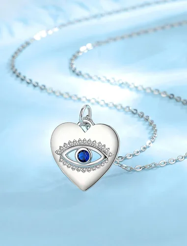 Vista 3 de INFUSEU Collares de plata de ley contra el mal de ojo para mujeres y niñas, regalos únicos de amuleto de protección