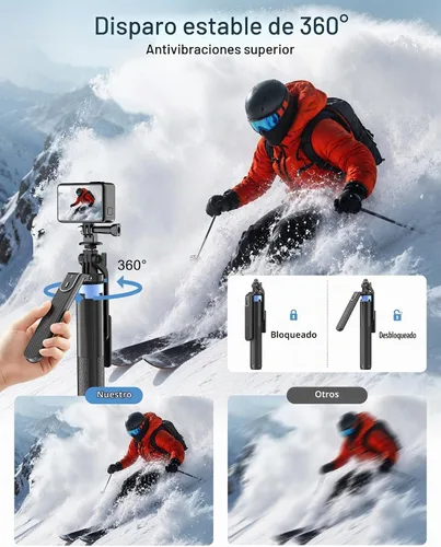 Vista 2 de Eocean 71 "4 patas selfie stick trípode para GoPro Osmo Pocket 3 insta360 Compatible con iPhone y Android, mango de rotación de 360° y control