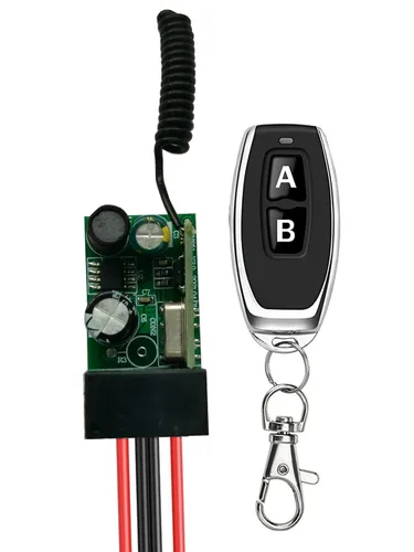 Vista 3 de Interruptor de control remoto de 12 V, mini interruptores inalámbricos de 2 vías, relé CC de 12 V/24 V/48 V/10 A con alcance largo de 328 pies