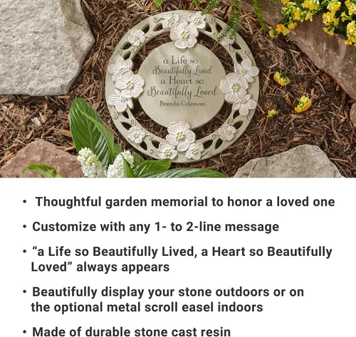 Vista 6 de Let's Make Memories Piedra de jardín personalizada de una hermosa vida - Garden Memorial