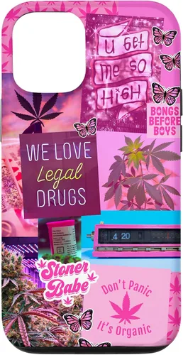 Vista 26 de Funda para iPhone 16, color rosa, para mujer, diseño de collage de malas hierbas
