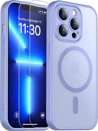 Vista 268 de SPIDERCASE Funda magnética translúcida diseñada para iPhone 11, con 2 protectores de pantalla de vidrio templado, antihuellas, para iPhone 11 de 6.1