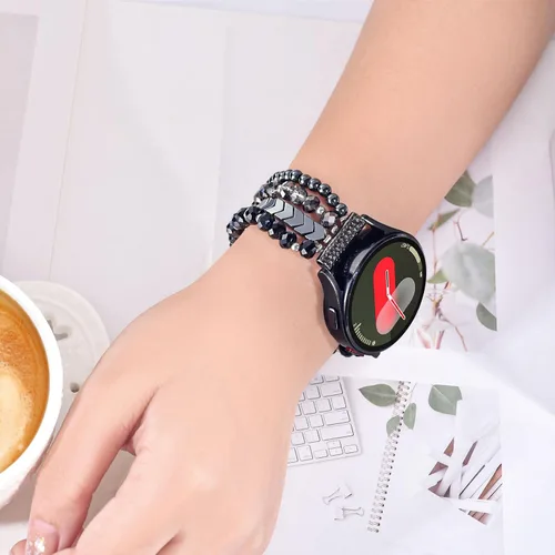 Vista 5 de VISOOM Pulsera de cuentas boho compatible con Samsung Galaxy Watch 8/7/6/5/4 de 40/44mm/Active 2 Watch 4 Classic de 42mm para mujer, pulsera