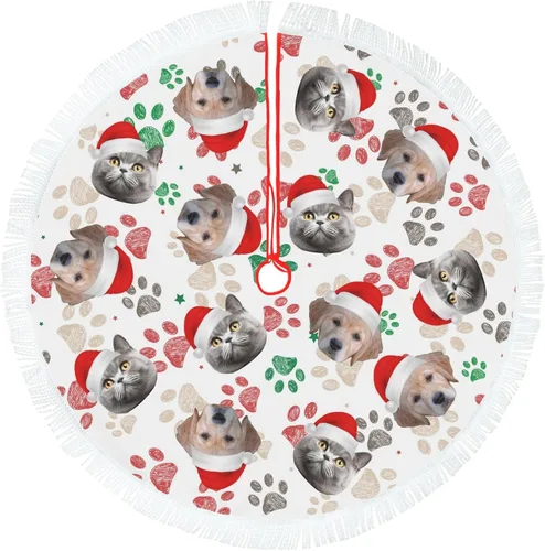 Vista 7 de Custom Tree Skirt With Pet Face - Personalized With Photo, Cat Face