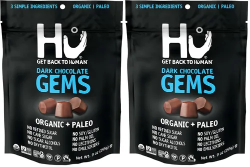 Vista 12 de Hu Gems Chocolate Vegan Snacks Paquete de 6 orgánico, paleo, sin gluten Dark Chocolate Chips Baking and Snacking Chips Base vegetal, sin