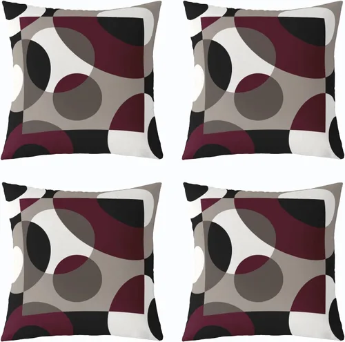 Vista 10 de Erosebridal Paquete de 4 fundas de almohada con diseño de círculos circulares y retro, color verde azulado degradado, fundas de cojín redondas Multi