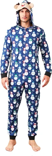 Vista 2 de Pijamas de Navidad familiares para parejas y niños, conjuntos de descanso a juego de manga larga con capucha y estampado de ciervos con cremallera