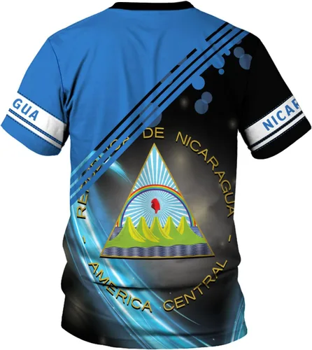 Vista 4 de Paniprints - Camisa personalizada de Nicaragua 3D, camisas con la bandera de Nicaragua, camisetas nicaragüenses, camisetas unisex para hombres