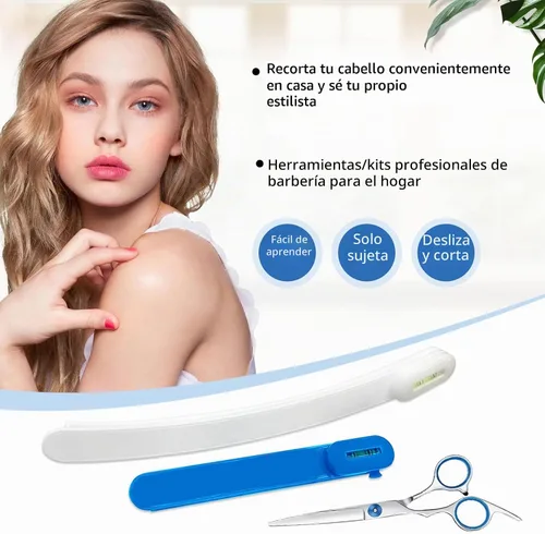 Vista 5 de Tijeras de corte de cabello, kit de corte de cabello para mujeres, herramientas de corte de cabello para el hogar, cortador de flequillo, capas