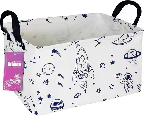 Vista 10 de Cesta de almacenamiento rectangular de tela con organizador de tela para juguetes, libros, ropa, regalos, mascotas - Perfecta para el hogar Rec