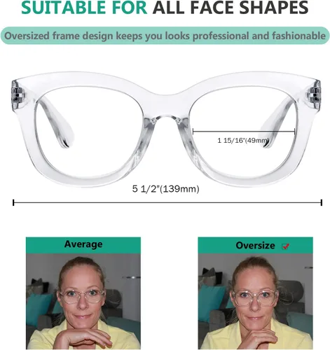 Vista 5 de Eyekepper Gafas de gran tamaño - Gafas retro para Mujeres - MarrónTortoise Frame