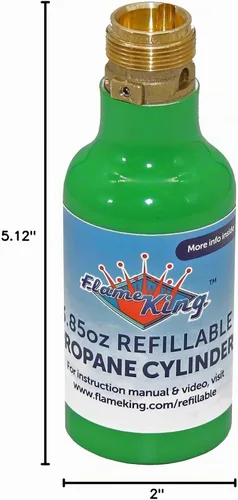 Vista 12 de Flame King Tanque cilíndrico de propano recargable vacío de 1/4 lb - Reutilizable y transportable - Opción de recarga segura y legal - Válvula