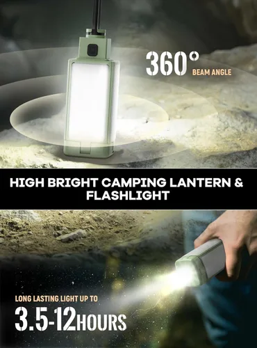 Vista 3 de Linterna de campamento, linterna recargable de 3 colores de temperatura, 4 modos de luz, luces de campamento plegables con 4 paneles plegables