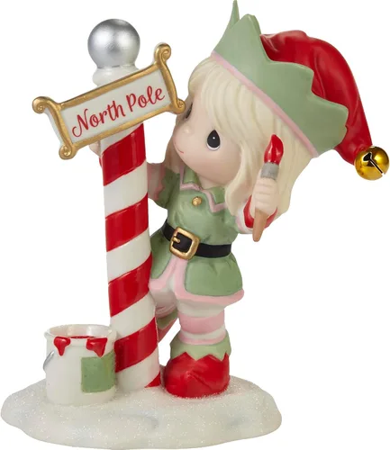 Vista 2 de Precious Moments 231013 Greetings from The North Pole - Figura anual de porcelana de elfo