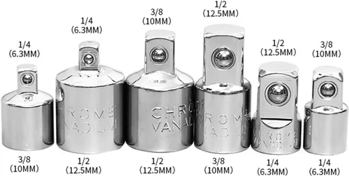 Vista 2 de Juego de 6 adaptadores de enchufe, convertidor y reductor, llave de trinquete, convertidor de cabeza de cabeza de adaptador de manguito, herramienta