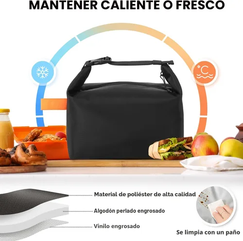 Vista 4 de Bolsa de almuerzo para mujeres y hombres, fresca, mantiene la comida fresca, caja de almuerzo, pequeña bolsa enfriadora a prueba de fugas