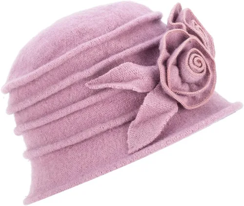 Vista 4 de Gorro de lana con diseño de flores Gatsby de los años 20 para mujer, con lazo, para aplastar, A287