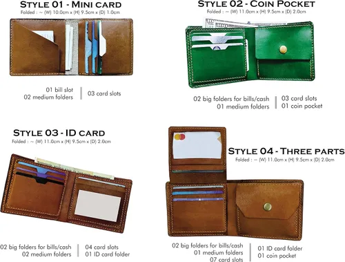 Vista 6 de Cartera plegable de cuero de ciervo alce hecha a mano para hombre, regalos personalizados para hombres, idea de regalo de Navidad 2020