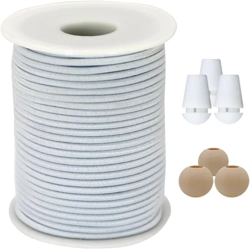 Vista 11 de Cordón elástico delgado negro de 2mm para hacer pulseras, cuerda elástica redonda de 129 pies, cordón para cuentas Pony, hilo elástico