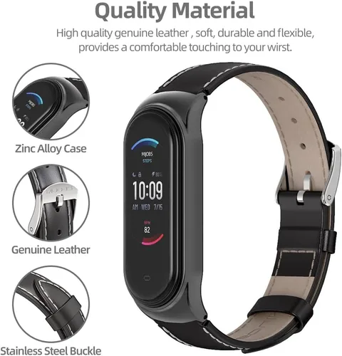 Vista 4 de Correa de repuesto de cuero genuino para Amazfit Band 5 Smart Bracelet Watch Accesorios