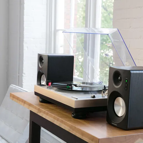 Vista 7 de Crosley KT100BT-CP - Sistema estéreo de tocadiscos Bluetooth con altavoces, champán