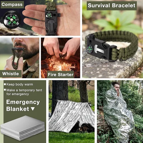 Vista 5 de Kits de supervivencia, artículos esenciales de senderismo y campamento, equipo de supervivencia de emergencia, regalos para hombres, regalos