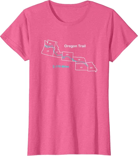 Vista 24 de Route Map of The Oregon National Historic Trail T-Shirt Asphalt Grey