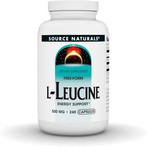 Vista 6 de Source Naturals L-leucina, un suplemento de aminoácidos esenciales de forma libre para apoyo energético*, 500 mg - 60 cápsulas