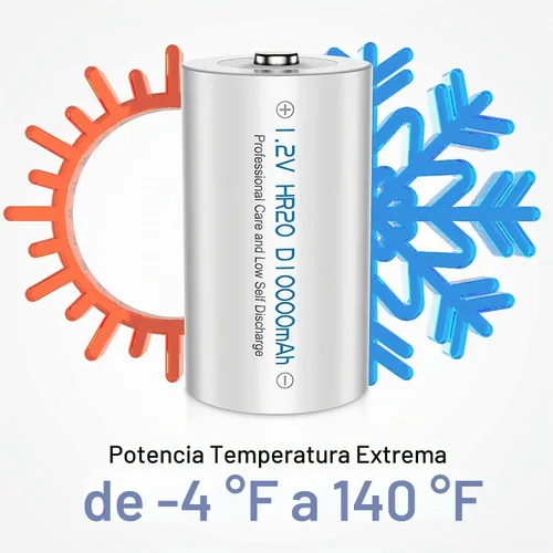 Vista 7 de POWEROWL Baterías recargables D de 10000 mAh de baja autodescarga, NiMH, precargadas, 4 unidades (Recharge Universal)