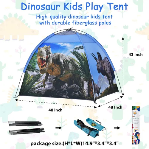 Vista 5 de Tienda de juegos para niños con dinosaurios, juguetes de dinosaurios para niños, tienda de campaña desplegable para diversión en interiores