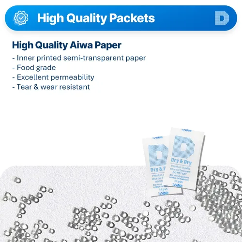 Vista 3 de Dry & Dry 0.5 gramos [50 paquetes] Paquetes de gel de sílice desecantes, paquetes de sílice - Paquetes de gel de sílice recargables, paquetes