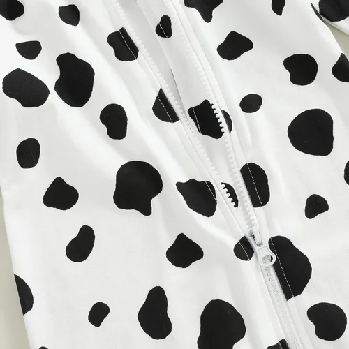 Vista 4 de Disfraz de dálmata para bebés y niñas, disfraz de Halloween, overol unisex para bebé de 0 a 18 meses, Blanco# Negro