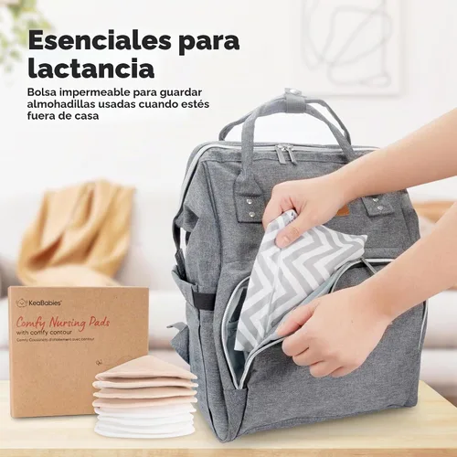 Vista 8 de Almohadillas de lactancia de viscosa de bambú orgánico, 8 almohadillas lavables para lactancia materna, bolsa de lavado, reutilizables