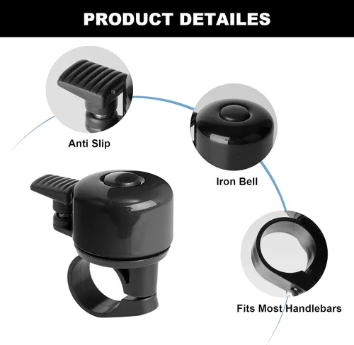 Vista 4 de Bike Bell 2 Pack with Loud Melodious Sound Classic Mini Bicycle Bell for Kids Adults Bike Horn for Road, Mountain Bike for Scooter, MTB, BMX