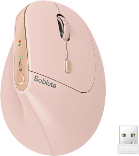 Vista 12 de SABLUTE MAM3 - Ratón ergonómico vertical inalámbrico recargable con 4 DPI ajustables para manos pequeñas/medianas, conectividad de doble dispositivo