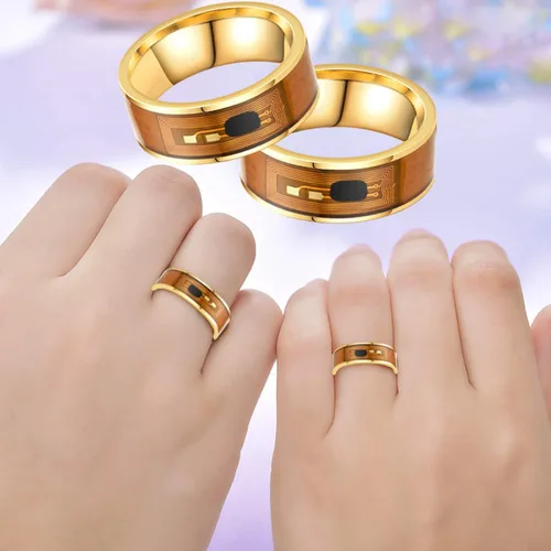 Vista 2 de Anillos creativos de moda para cumpleaños, día de San Valentín, diario, NFC, de acero inoxidable, chip de teléfono, goteo, aceite, patrón de dragón
