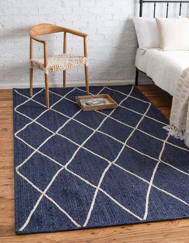 Vista 15 de Unique Loom Alfombra trenzada de la colección de yute – enrejado (2 pies 2 pulgadas x 6 pies 1 pulgada, gris/marfil)