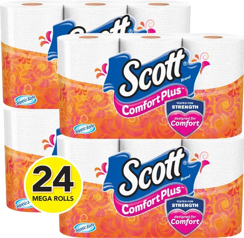 Vista 12 de Scott ComfortPlus - Papel higiénico, 6 mega rollos, 310 hojas por rollo, apto para fosas sépticas, toalla de baño de 1 capa