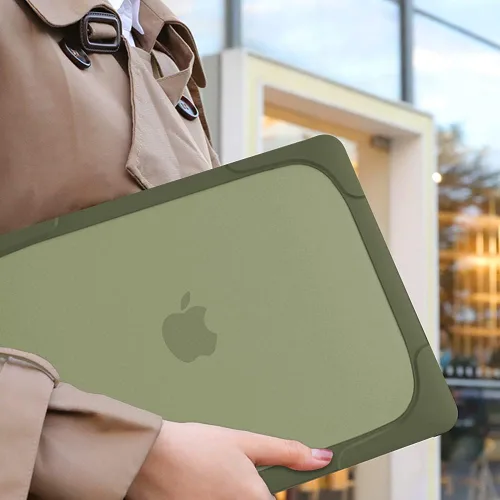 Vista 7 de Mektron Funda rígida para MacBook Air 13 A1466 A1369, resistente y de doble capa, con parachoques de policarbonato TPU para MacBook Air de 13.3